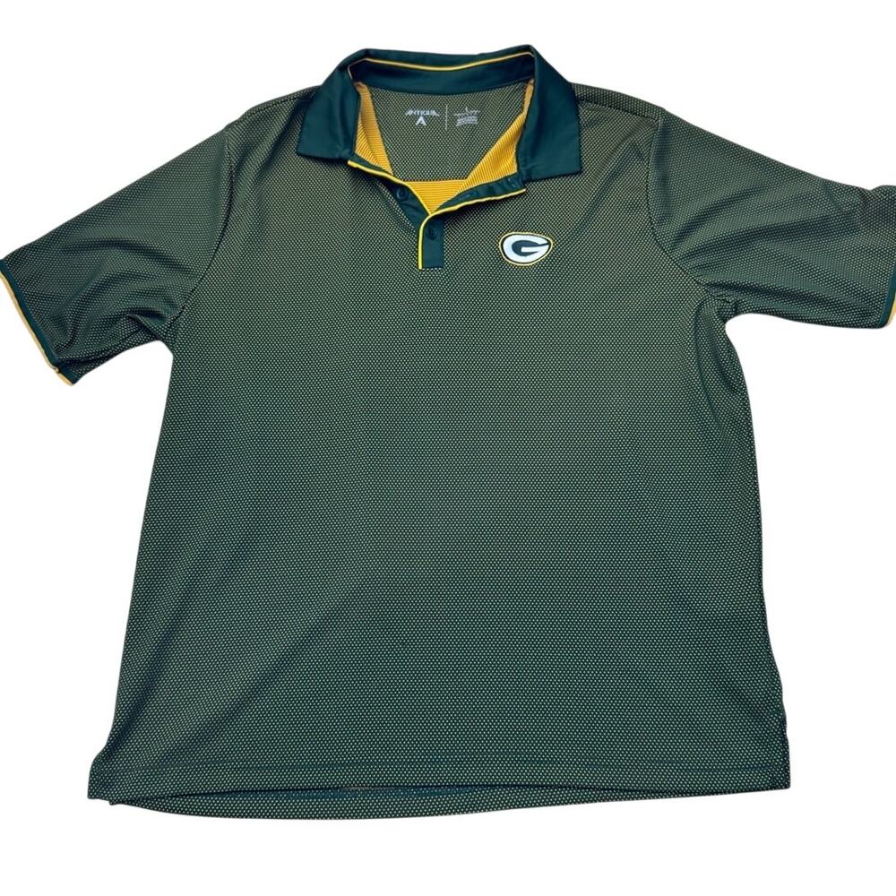 Green Bay Packers NFL Mesh green yellow Antigua polo shirt Size Large